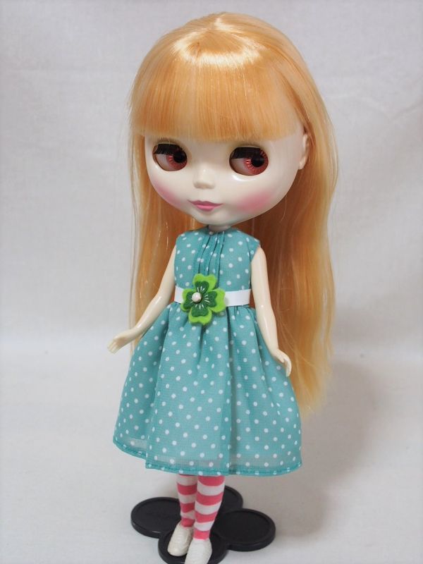 Doll Dressingハンドメイド ネオブライス サイズお洋服セット人形/アウトフィット/衣装/水玉ワンピース/ドレス/靴下/ドール服/ベルトblythe拍卖