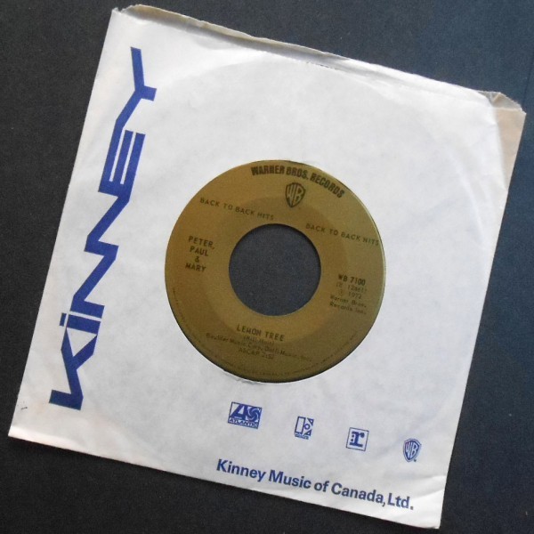 PETER, PAUL & MARY Lemon Tree カナダ盤シングル再発 WB 1972 ゴールド拍卖
