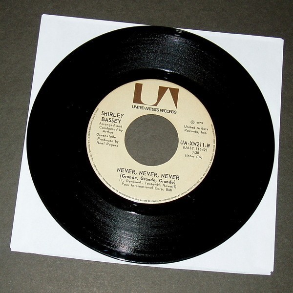 SHIRLEY BASSEY Never Never Never カナダ盤シングル 1972拍卖