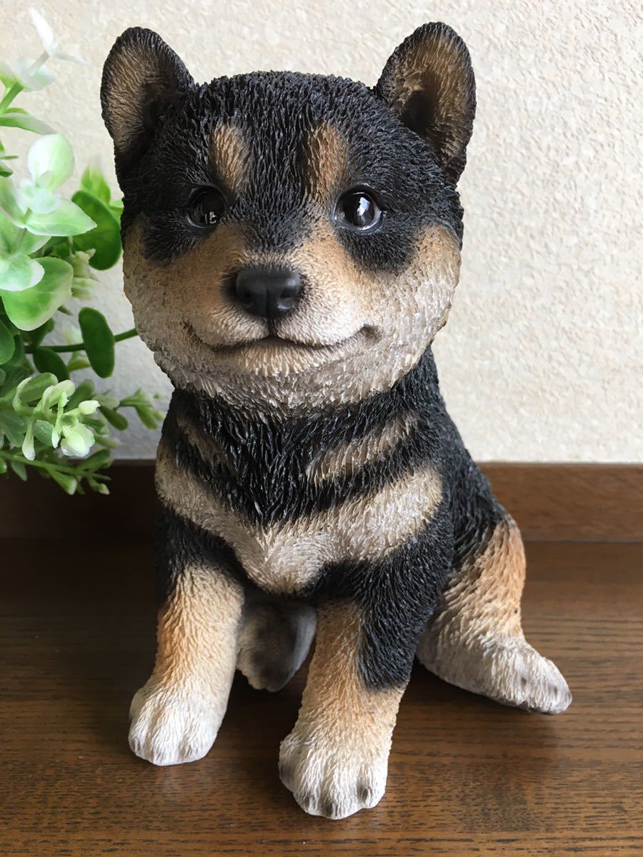 リアルでかわいい犬の置物♪ 黒柴 柴犬 しば犬 シバ 子犬拍卖