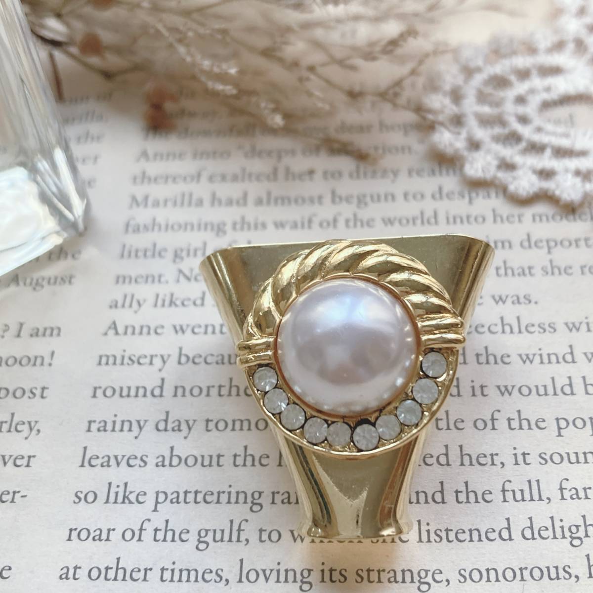 ヴィンテージスカーフリング マベパール調 ゴールド ピン付き☆vintage jewelry accessories A190拍卖