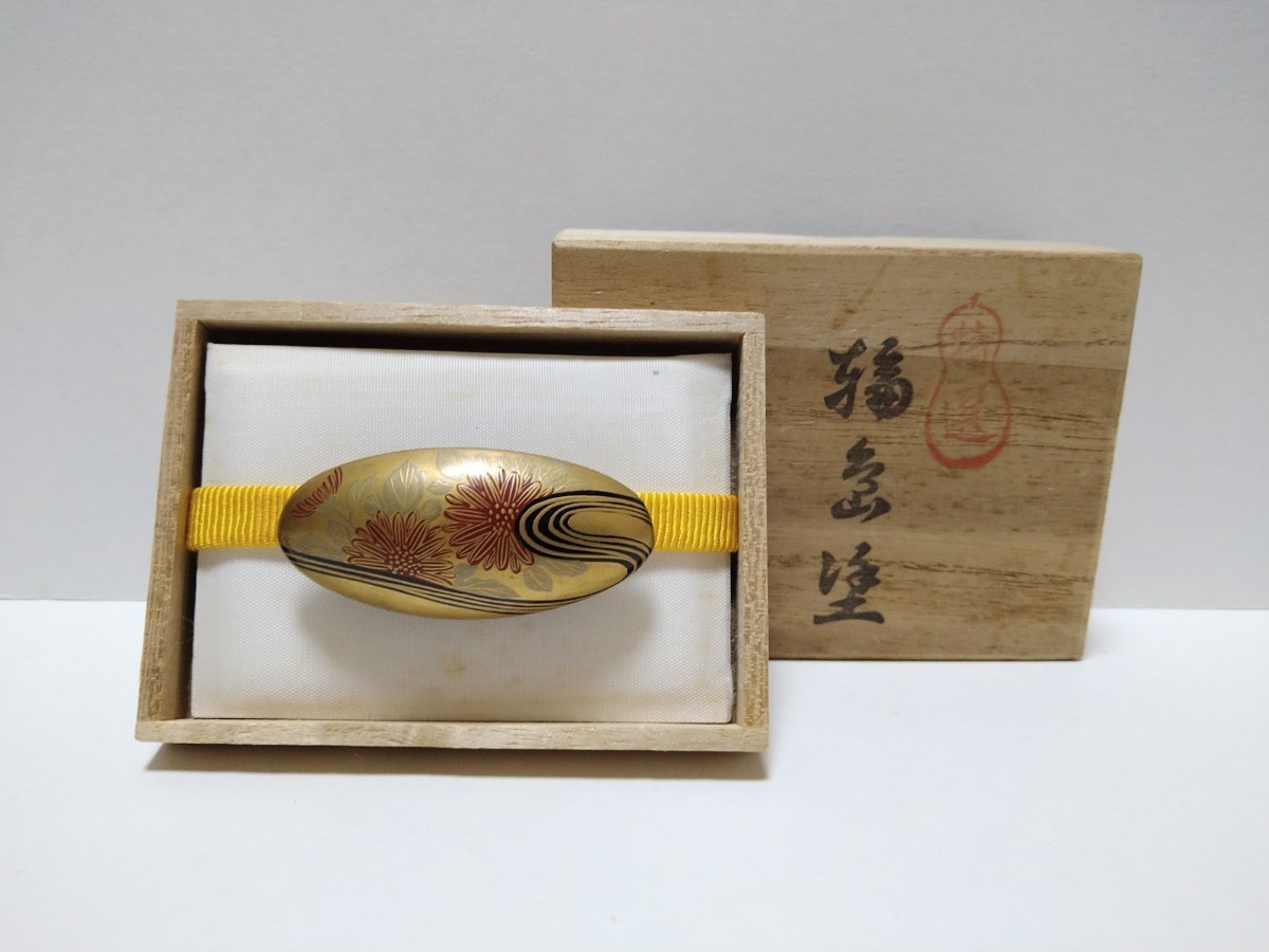β 輪島塗 金蒔絵 和装小物 帯留め β 輪島塗り 蒔絵拍卖