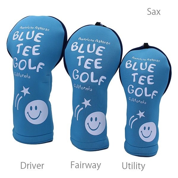 ◎『HC34タイプ』ブルーティーゴルフ【3PAサックス:ストレッチスマイル】3本セット(A)ヘッドカバー HC-34 BLUE TEE GOLF 送料無料拍卖