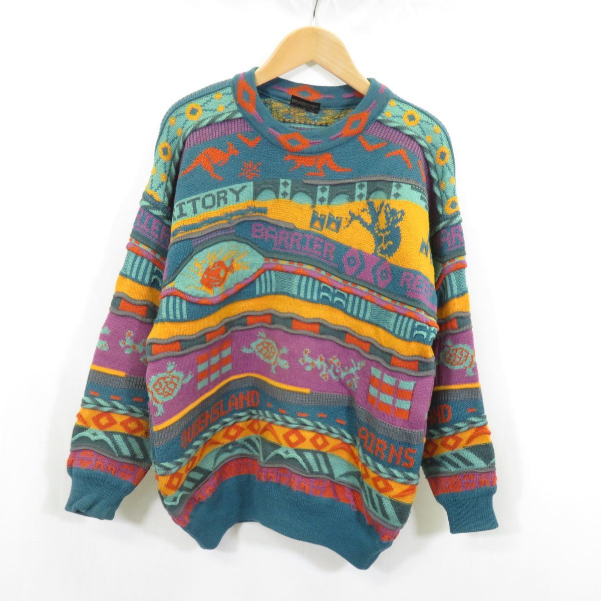 EMAROO オーストラリア製 アニマル柄 3Dニット セーター size10/エマルー ヴィンテージ 古着 0605拍卖