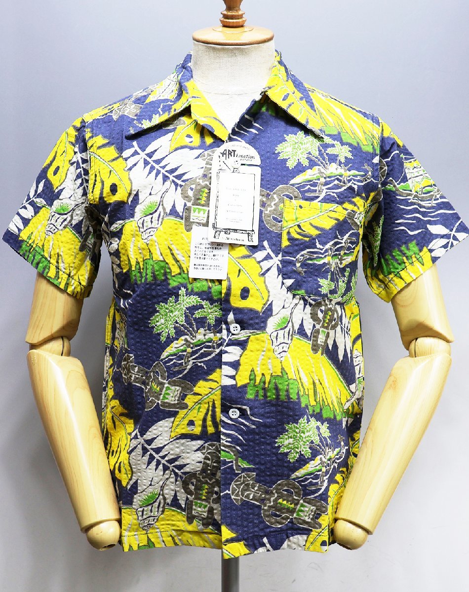 ART traction SPORTOGS (アートトラクション) ART-003 / Dogu Seersucker Shirt 土偶シアサッカーシャツ 未使用品 ネイビー size S拍卖