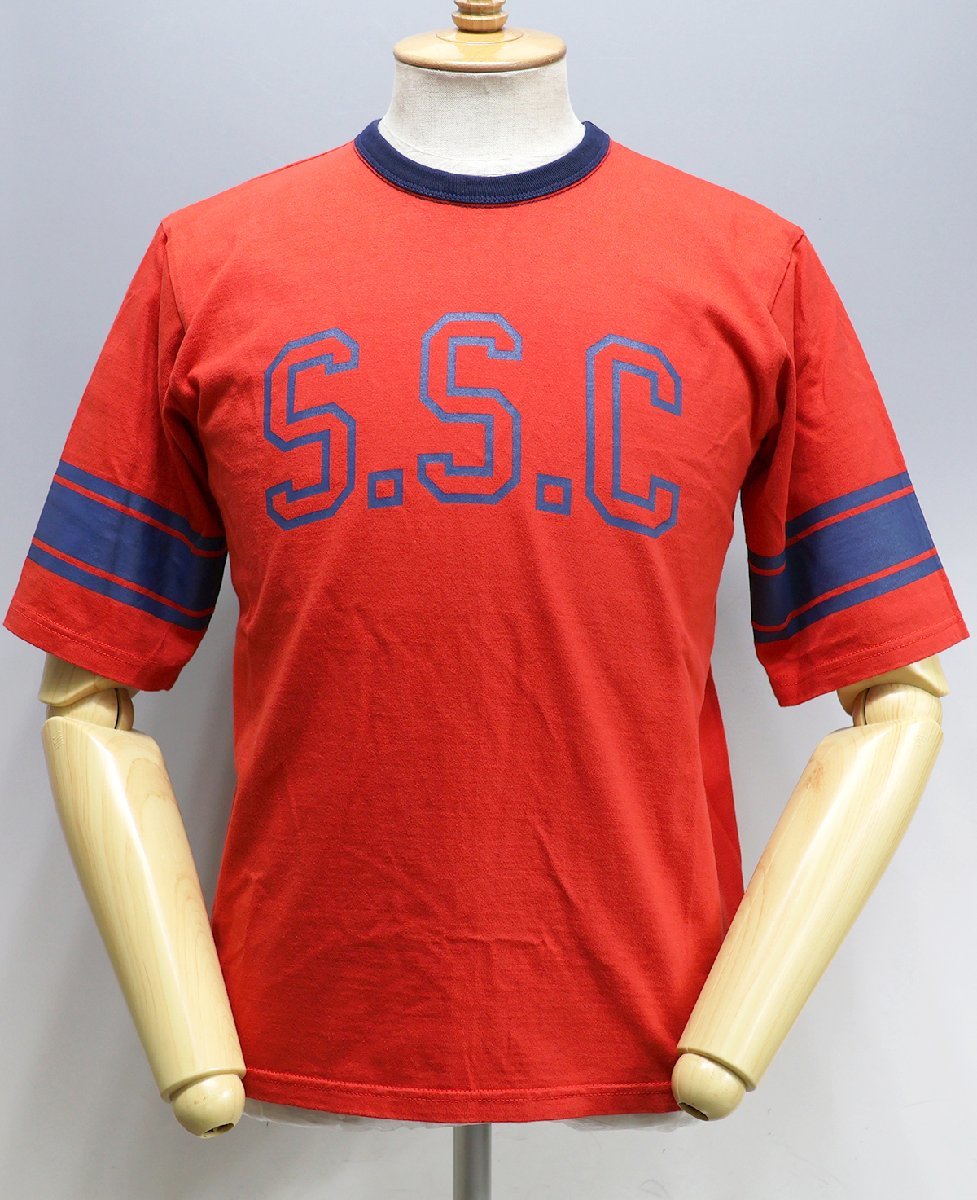 SAMURAI CLUB (サムライ蹴球倶楽部) Football Tee / 5分袖 フットボールTシャツ “S.C.C” 極美品 レッド size M / サムライジーンズ拍卖