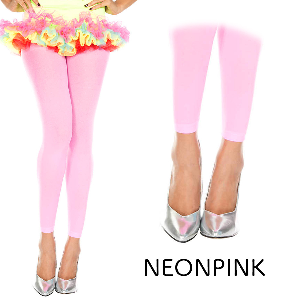 Music Legs パステルカラーの厚手レギンス ネオンピンク拍卖