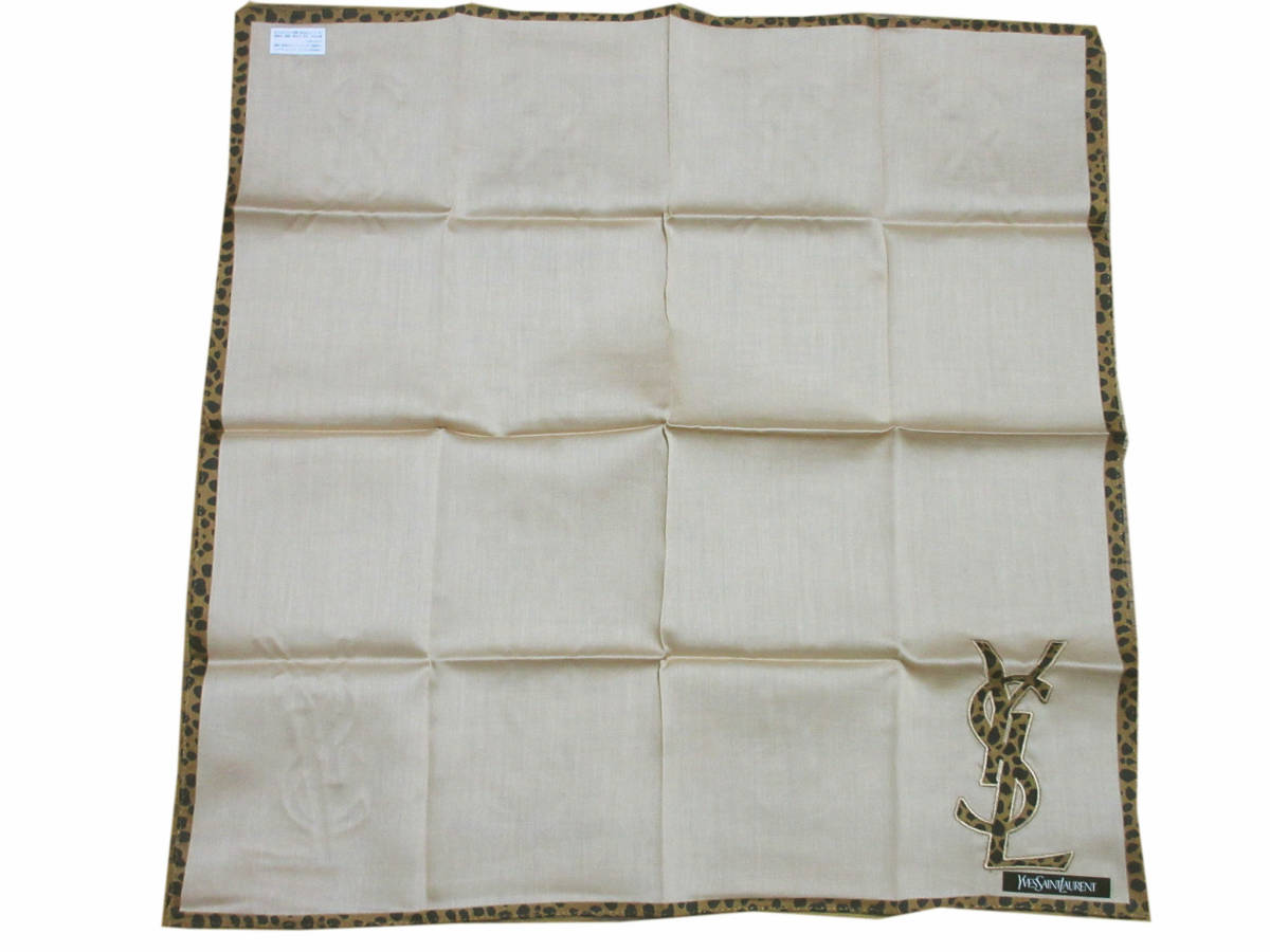 未使用品 YSL イヴサンローラン Yves Saint Laurent ハンカチ ベージュ yg4109拍卖