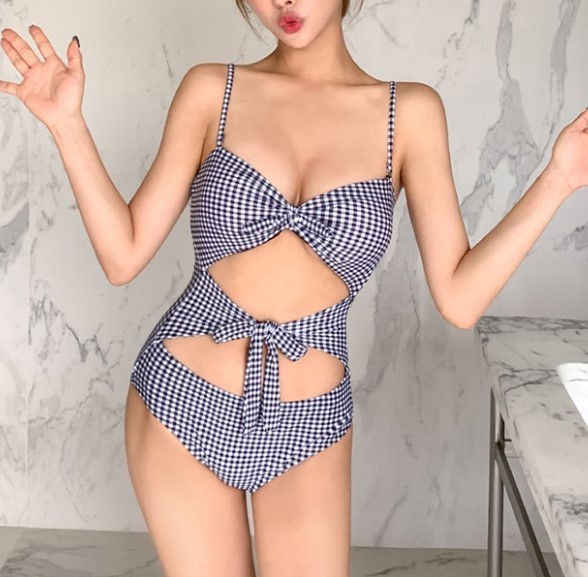 【イチオシ厳選商品】 レディース 水着 ワンピース ビキニ チェック柄 f05拍卖