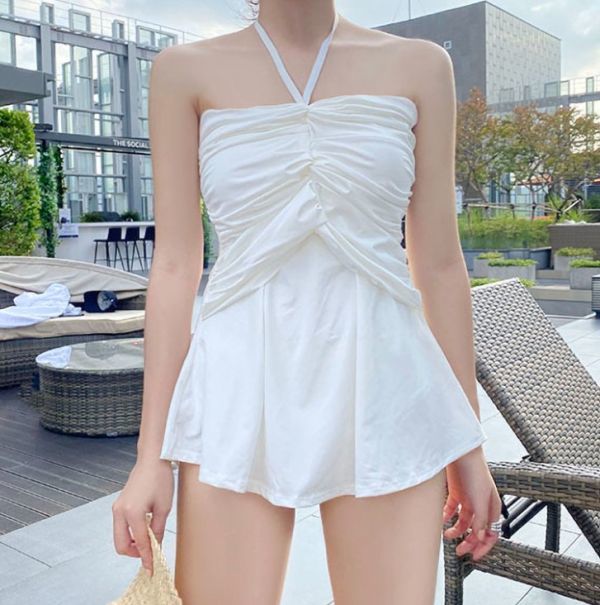 【イチオシ厳選商品】 レディース 水着 ワンピース ミニスカート ホルターネック e50拍卖