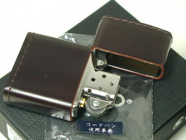 Zippo 革巻き コードバン(無地)皮革レザー茶 馬皮★新品拍卖