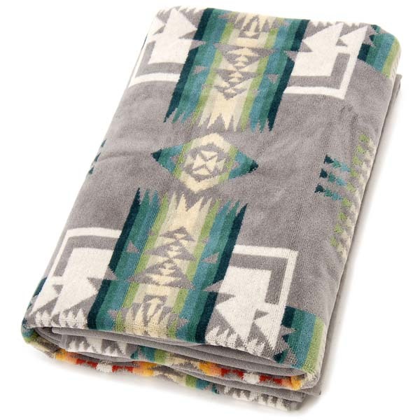 ☆匿名発送☆新品タグ付 ペンドルトン PENDLETON CIIEF JOSEPH チーフジョセフ グレー バスタオル ネイティブ柄 ブランケット タオルケット拍卖
