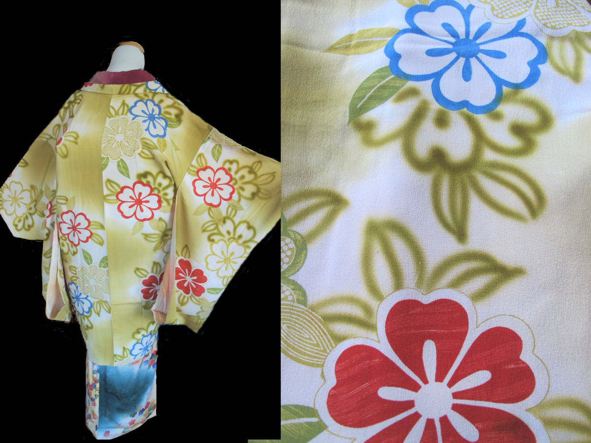 桜花ぼかし アンティーク長羽織 レトロ浪漫 錦紗拍卖