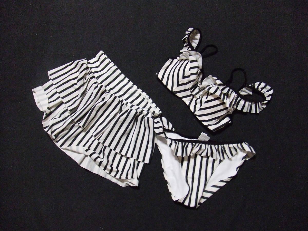 白黒ボーダー ★ レディース水着 水着 ビキニ ワイヤーあり M M316拍卖