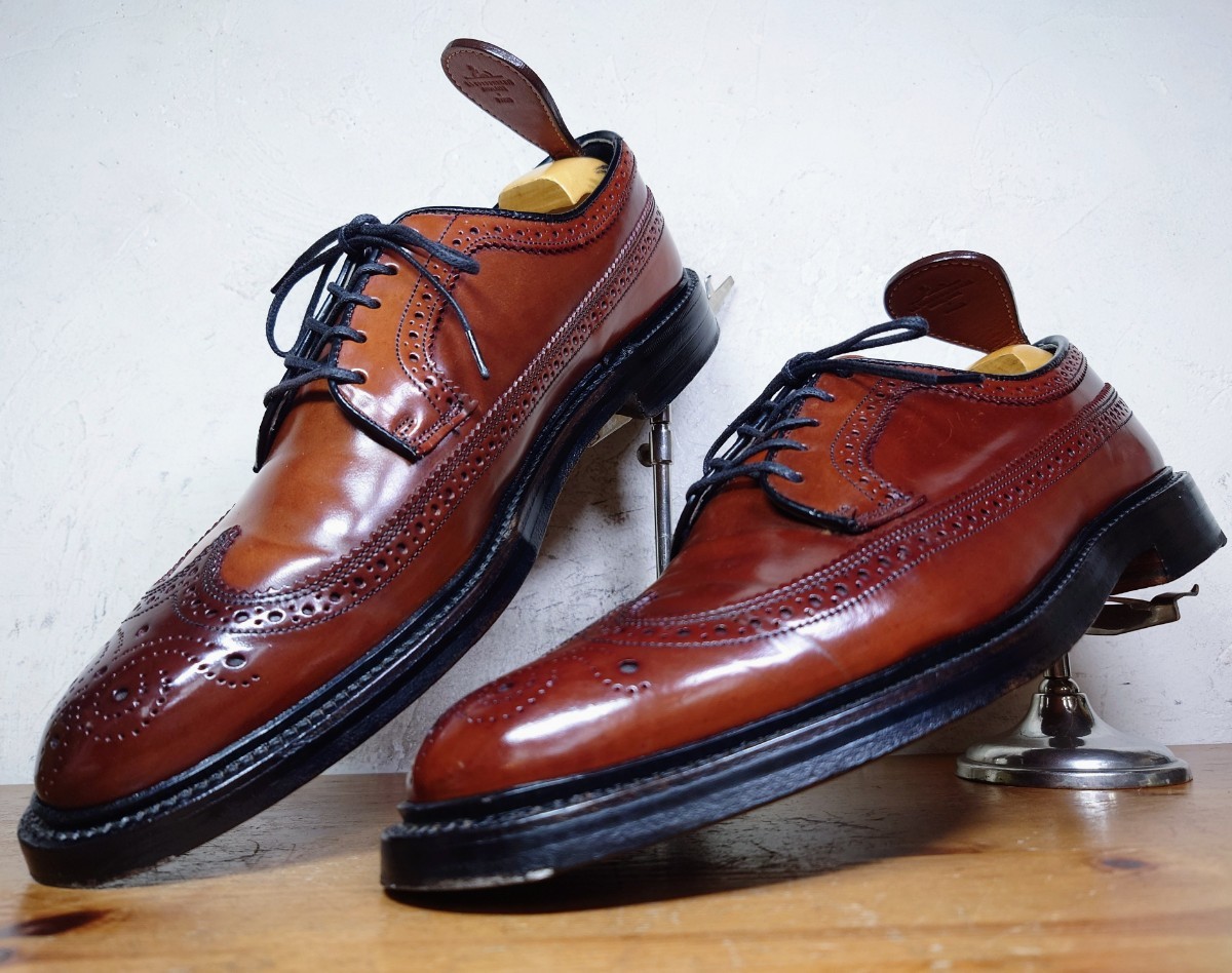 【VINTAGE/コードバン】Church's/チャーチ ロングウィングチップ 11B 28.5cm相応 レアカラー ブラウン 茶/alden florsheim allen edmonds拍卖