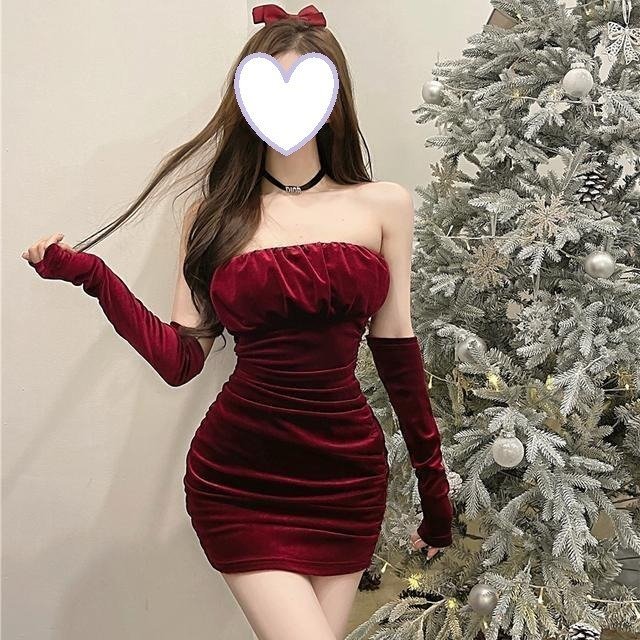 ZPT662☆セクシー エロかわ ぴったりボディライン 良質 とろみ素材 アームウォーマー付 ギャザー入 オフショル 肩開き タイトワンピース拍卖