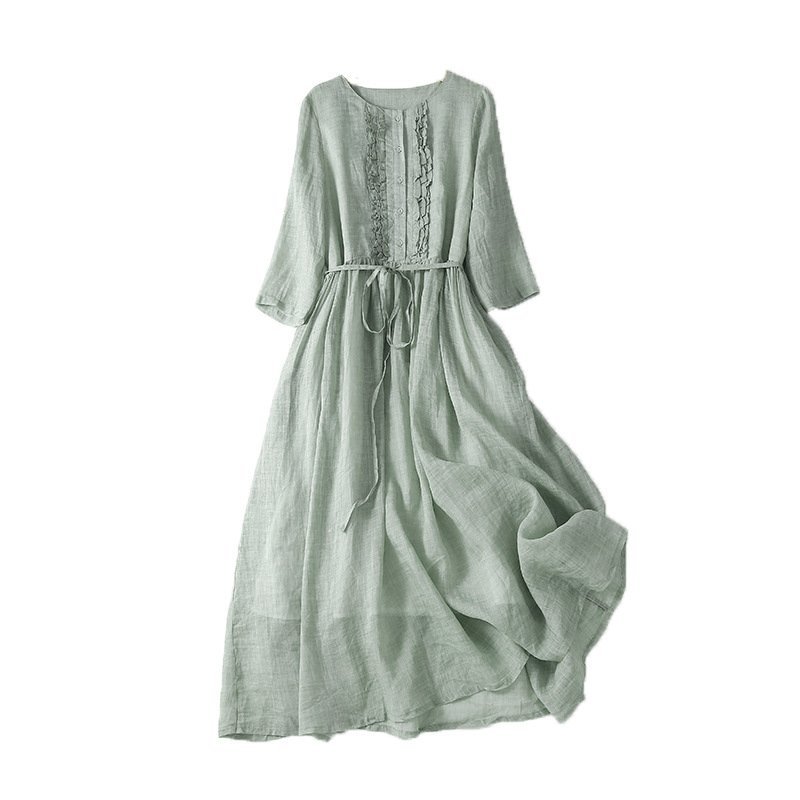 ZJM1125 体型カバー*きれいめゆったり半袖ロングワンピース 新品夏***レディース*カジュアル*M~XXL拍卖