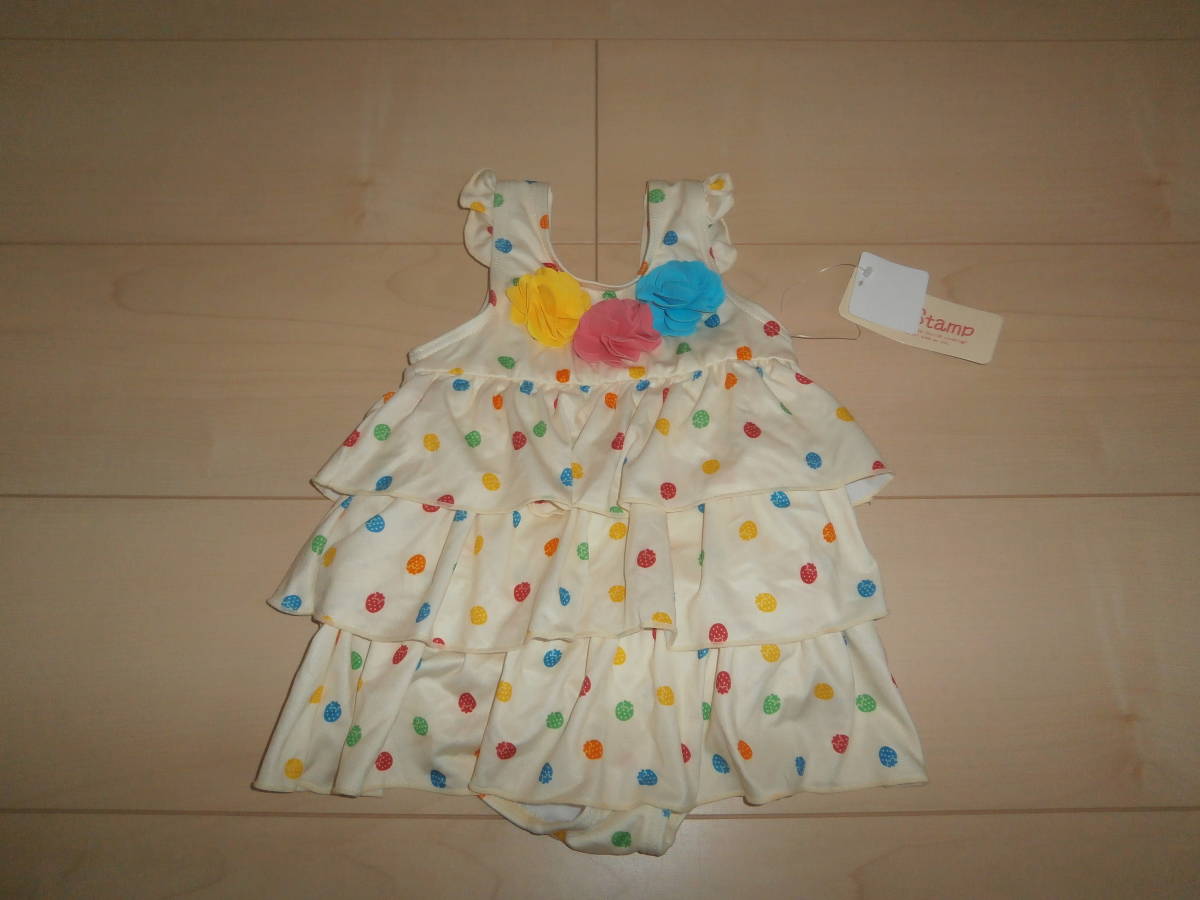 即決★新品★女児女の子★ワンピース 水着★いちご柄★サイズ80★②★乳児幼児幼稚園保育園海水浴スイミング水遊び水泳プール夏休み拍卖