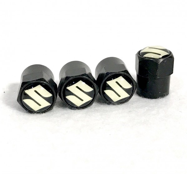 送料無料 ブラック仕様 スズキ 白 エアーバルブキャップ ( 現行 ジムニー ワゴンR ハスラー スイフト エブリィ アドレスV125G に適合)拍卖