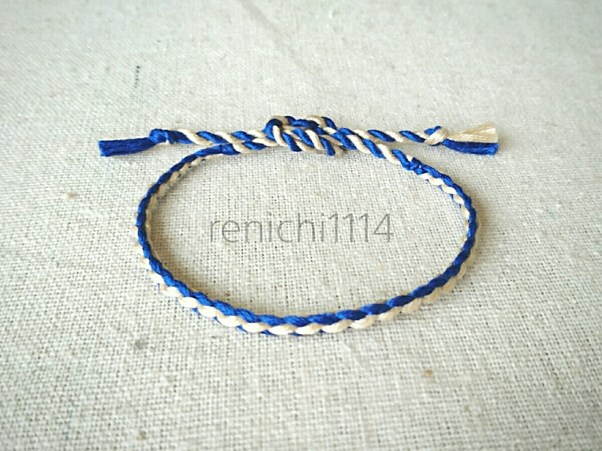 ミサンガ☆青&生なり☆ブレスレット☆アンクレット拍卖