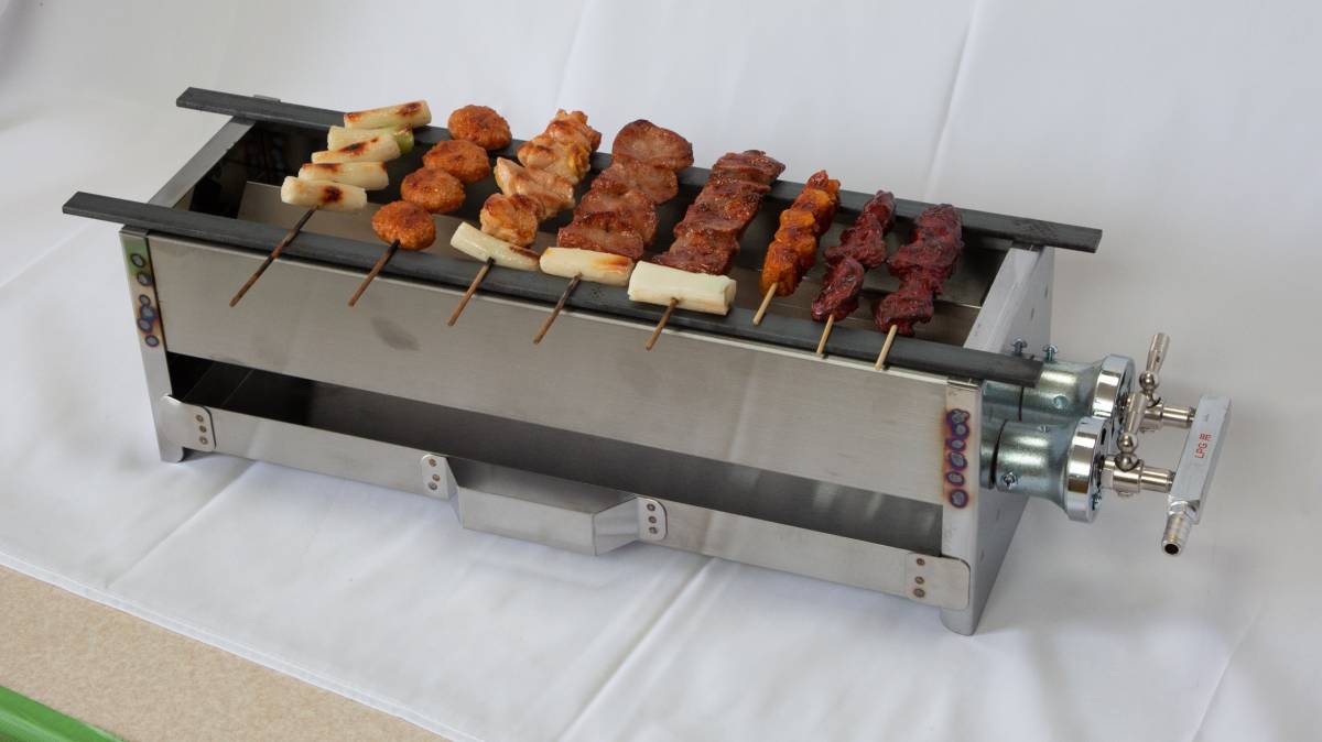 都市ガス用 送料無料 やきとり焼き器 業務用 未使用品 焼き鳥網焼物機 ステンレスボディ 都市ガスバーナー 大串牛豚鶏 海鮮牡蠣小屋 模擬店拍卖