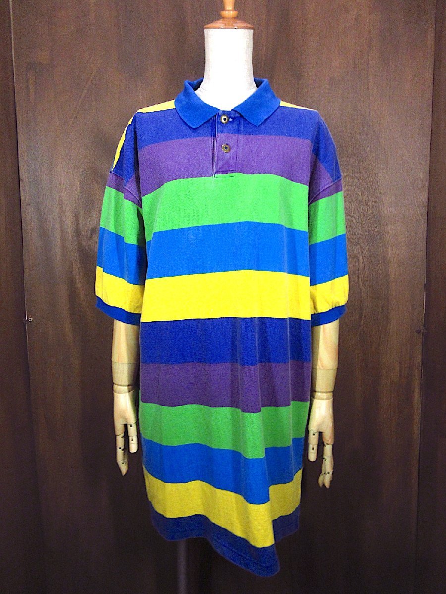 ビンテージ90's●JAMES RIVER TRADERSボーダー半袖ポロシャツsize XL●230604m2-m-plshトップスメンズ古着拍卖