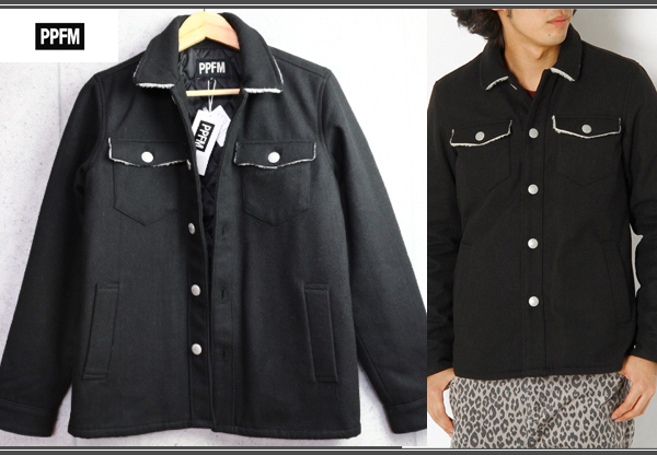 新品PPFM(ペイトンプレイス)ボア付CPOジャケットM黒/C.P.O拍卖