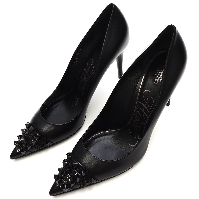 F04182 未使用品 VALENTINO GARAVANI/ロックスタッズ アルコーブ パンプス 【サイズ:39.5】 ブラック ヴァレンティノ ガラヴァーニ 拍卖