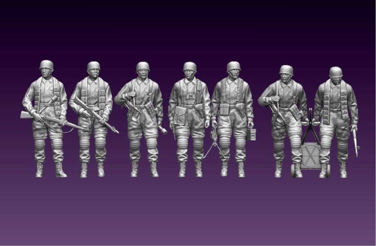 1/144レジンキット 未組立 未塗装 WWⅡ ドイツ軍 落下傘部隊 兵士フィギュア7体 ワールドタンクミュージアム 【同梱可能】拍卖