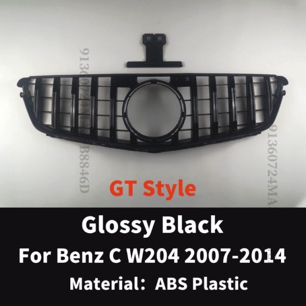 【送料無料】フロントグリル GTスタイル 艶有りブラック Benz ベンツ Cクラス W204 2007-2014拍卖