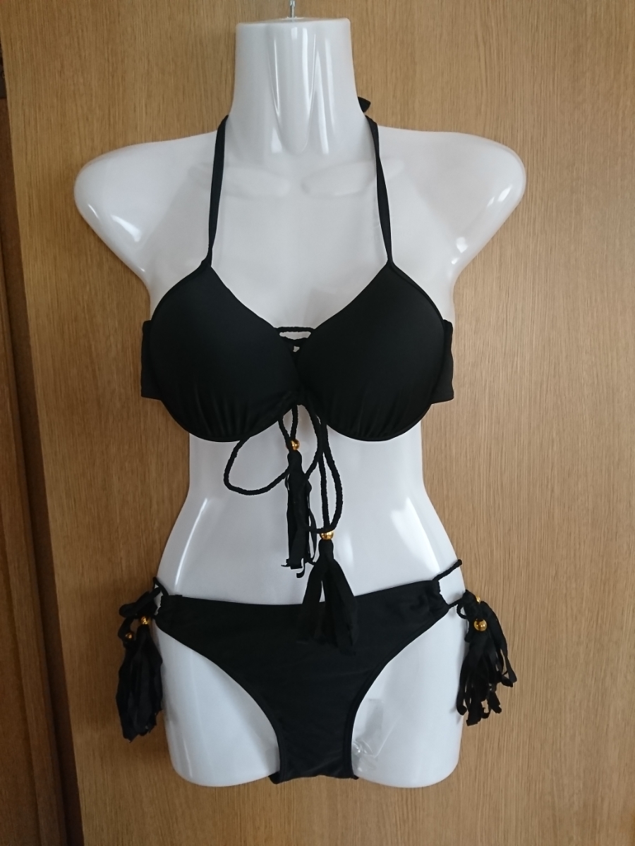 ☆Nyanny☆フリンジ付き☆黒系ビキニ2点セット☆サイズS☆拍卖