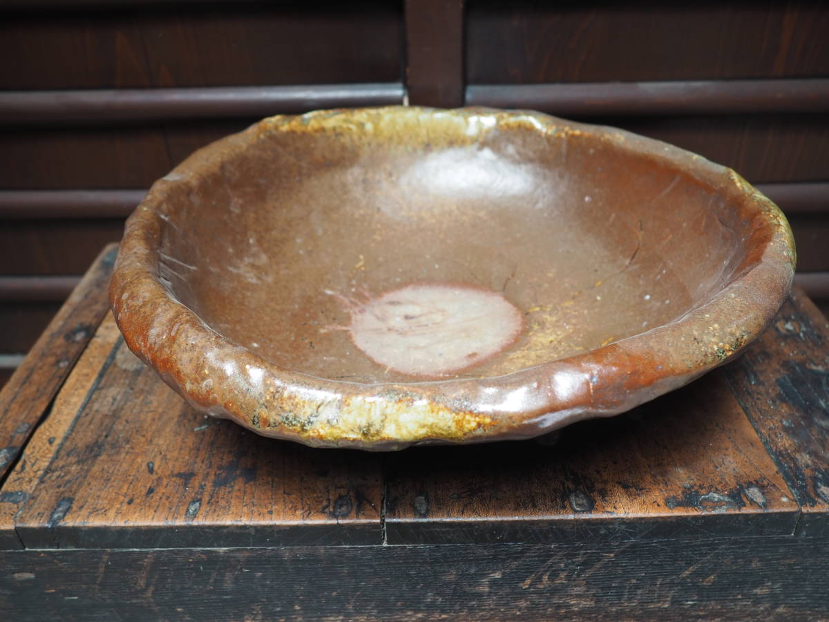 【備前焼き締め自然釉大盛鉢】天麩羅和食器寿司屋料亭割烹花器懐石旅館民宿御造り刺身信楽常滑穴窯薪窯陶芸焼き物長角皿茶道華道 拍卖