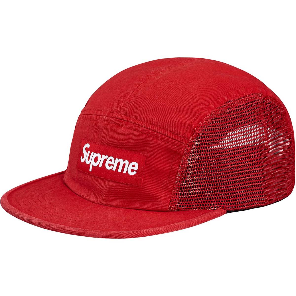 新品 未使用 国内正規品 ◆ Supreme Mesh Side Panel Camp Cap Red/赤 ◆ 18ss Week16 代官山店舗購入商品拍卖