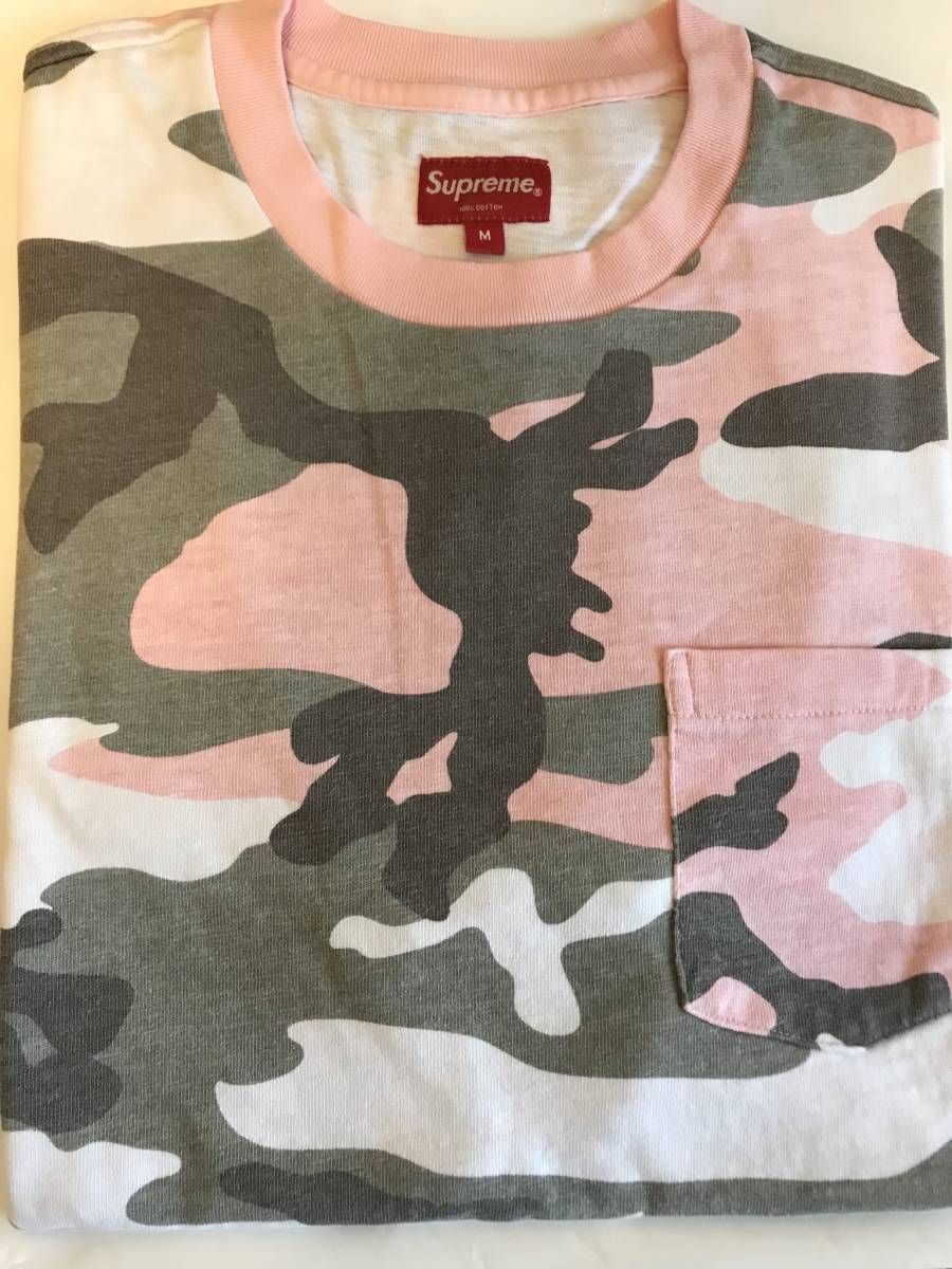 新品 未使用 国内正規品 ◆ Supreme Pocket Tee Pink/ピンク サイズM ピンク迷彩 ニューデザイン ◆ 18ss Week15 代官山店舗購入商品拍卖