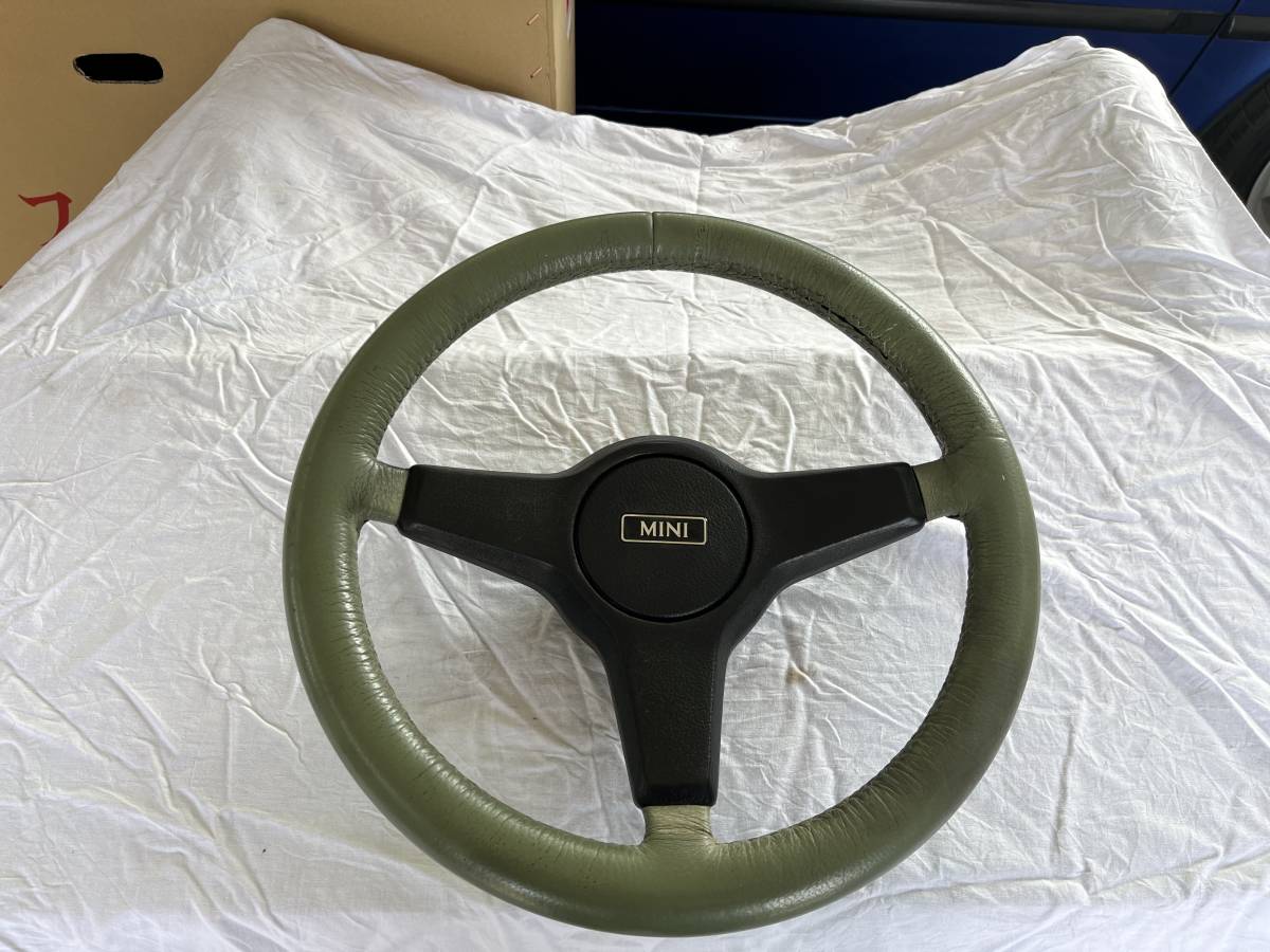 ★☆ローバーミニ MINI 35thアニバーサリー限定車 純正 ステアリング ハンドル 革巻きハンドル アーモンドグリーン☆★拍卖