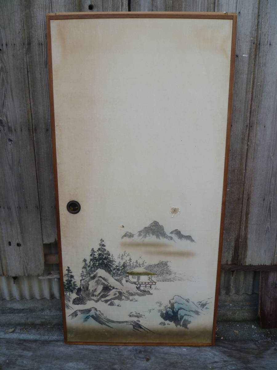 最終値下げ!M5469 戸襖 1枚 クロス襖紙張り替え必要 車輪付 木製 建具【送り先は会社 事務所 店舗限定】【個人様は西濃運輸局留め】(3006)拍卖