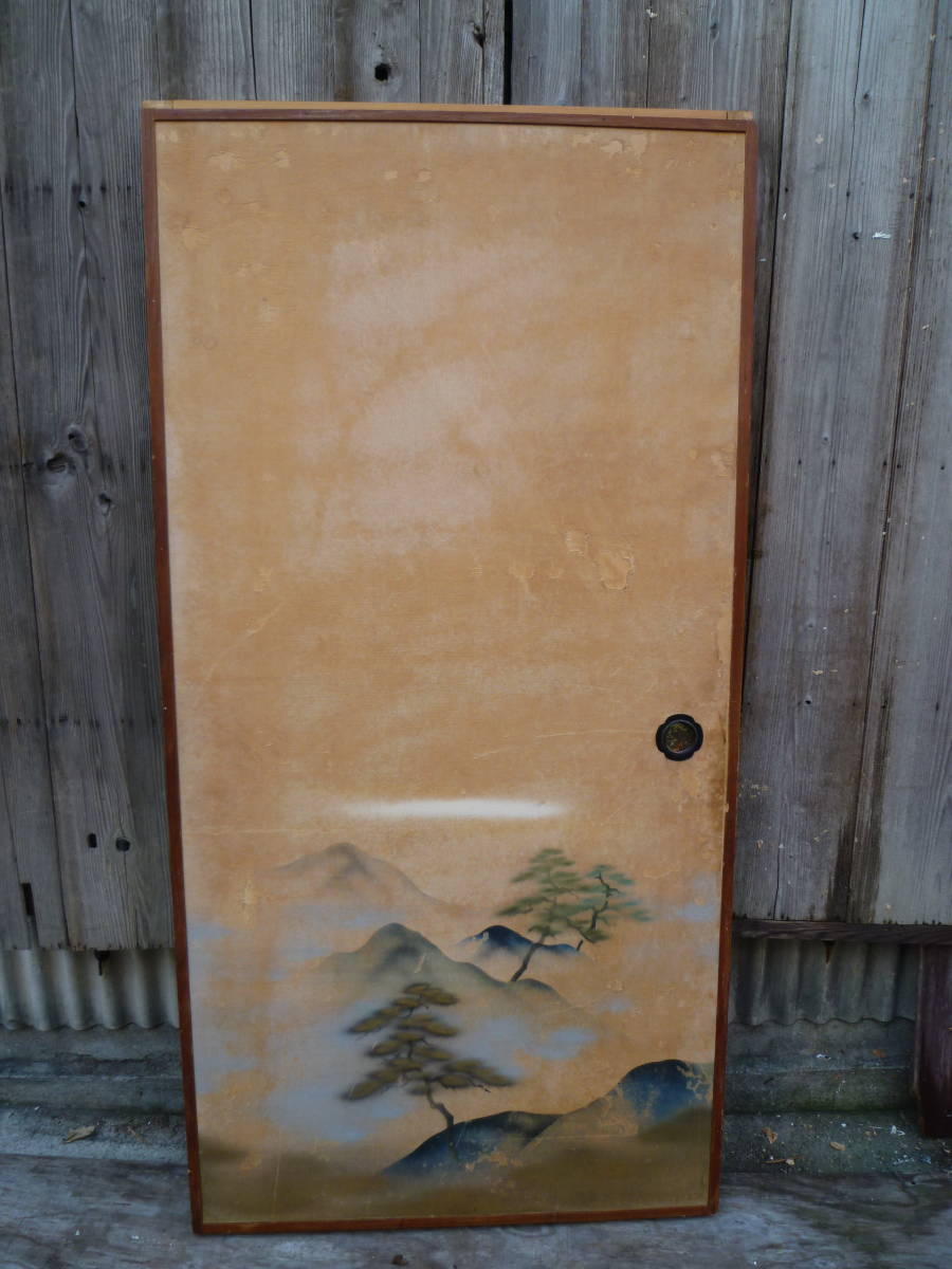 最終値下げ!M5470 戸襖 1枚 クロス襖紙張り替え必要 車輪付 木製 建具【送り先は会社 事務所 店舗限定】【個人様は西濃運輸局留め】(3006)拍卖