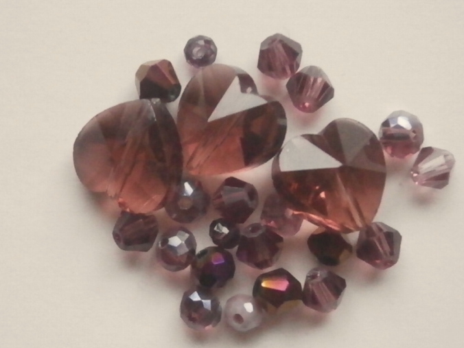 ガラスビーズ★ハート★タイプ B★パープル系★E拍卖