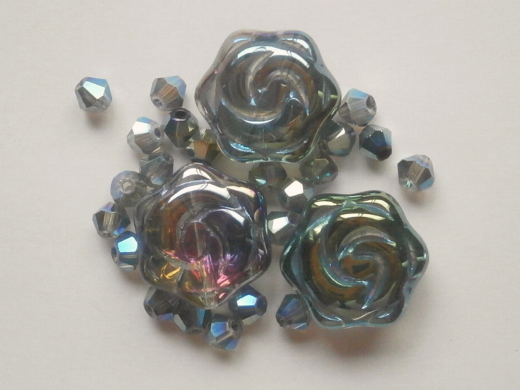 ガラスビーズ★ローズ★モスグリーン系★⑤拍卖