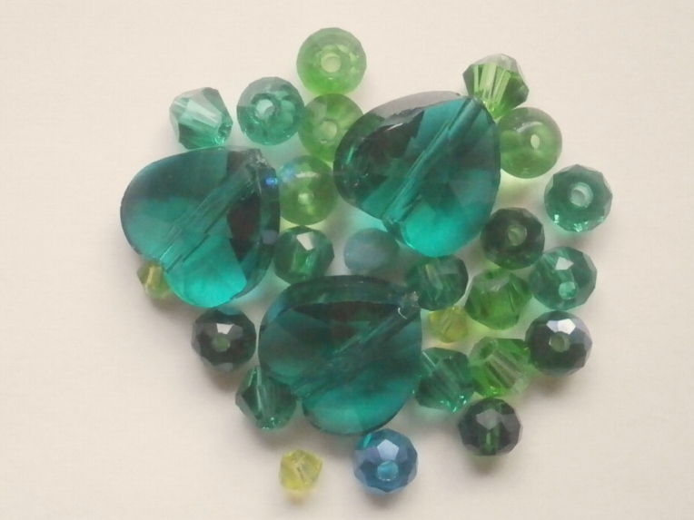 ガラスビーズ★ハート★タイプ B★グリーン系★C拍卖