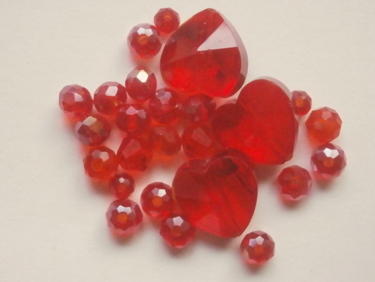 ガラスビーズ★ハート★タイプ B★レッド系★C拍卖