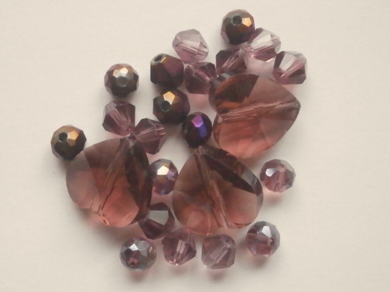 ガラスビーズ★ハート★タイプ B★パープル系★D拍卖