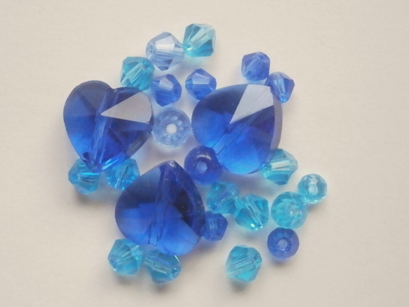ガラスビーズ★ハート★タイプ B★ブルー系★4拍卖