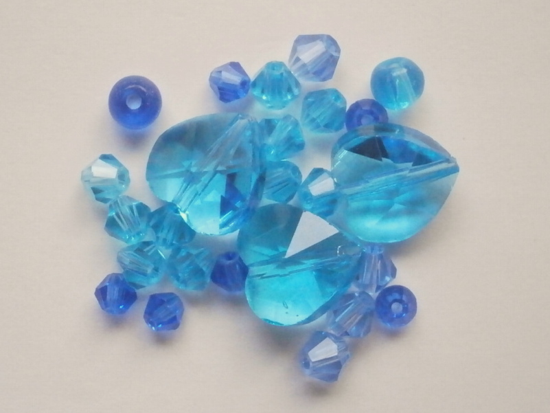 ガラスビーズ★ハート★タイプ B★ブルー系★2拍卖