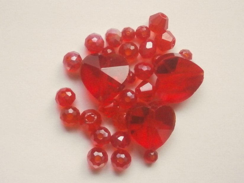 ガラスビーズ★ハート★タイプ B★レッド系★B拍卖