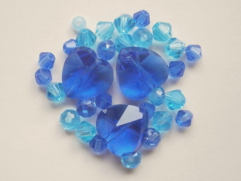 ガラスビーズ★ハート★タイプ B★ブルー系★A拍卖