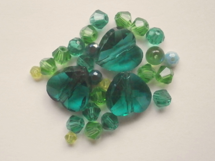 ガラスビーズ★ハート★タイプ B★グリーン系★D拍卖