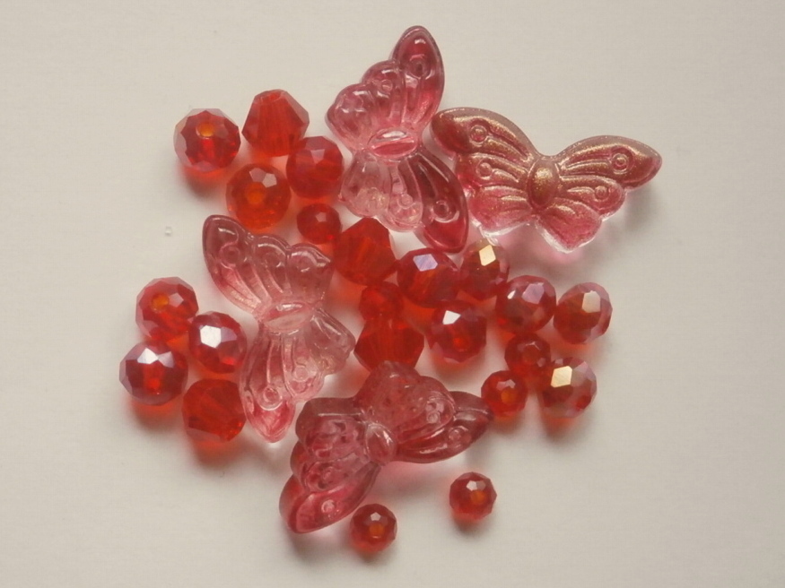 ガラスビーズ★蝶々★タイプ B★レッド系★A拍卖