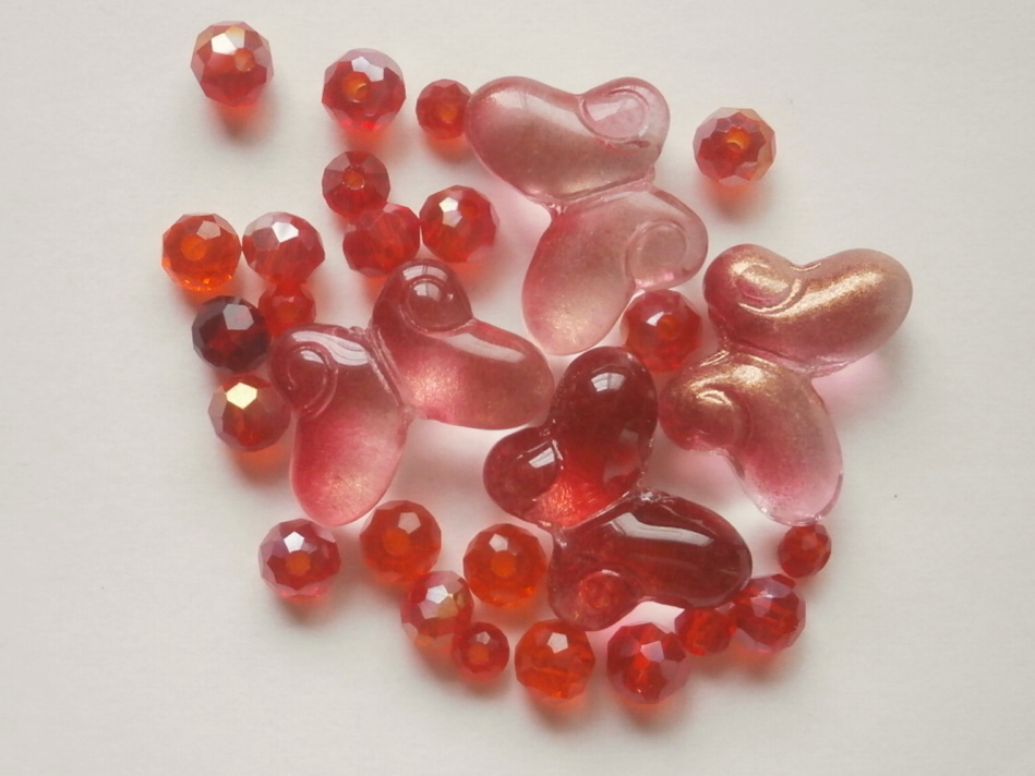 ガラスビーズ★蝶々★タイプ E★レッド系★2拍卖