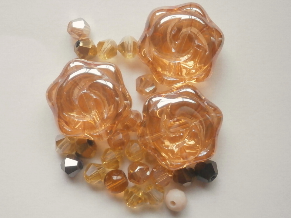 ガラスビーズ★ローズ★ブラウン系★ g拍卖